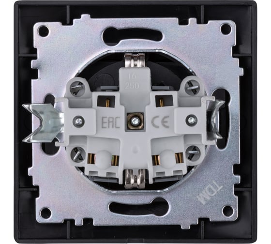 Розетка TDM ELECTRIC Лама 2П+З 16А 250В IP44 с крышкой графит SQ1815-0626