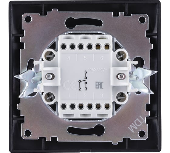 Выключатель на 2 направления TDM ELECTRIC Лама 1 клавишный 10А графит SQ1815-0606
