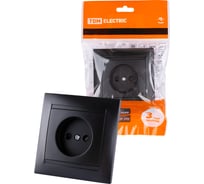 Розетка TDM ELECTRIC Лама 2П 10А 250В с защитными шторками, графит SQ1815-0610