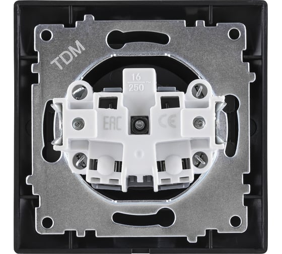 Розетка TDM ELECTRIC Лама 2П 10А 250В с защитными шторками, графит SQ1815-0610