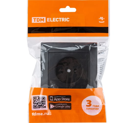Розетка TDM ELECTRIC Лама 2П 10А 250В с защитными шторками, графит SQ1815-0610