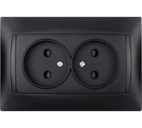 Розетка двойная 10А 250В без заземления графит "Лама" TDM ELECTRIC SQ1815-0612