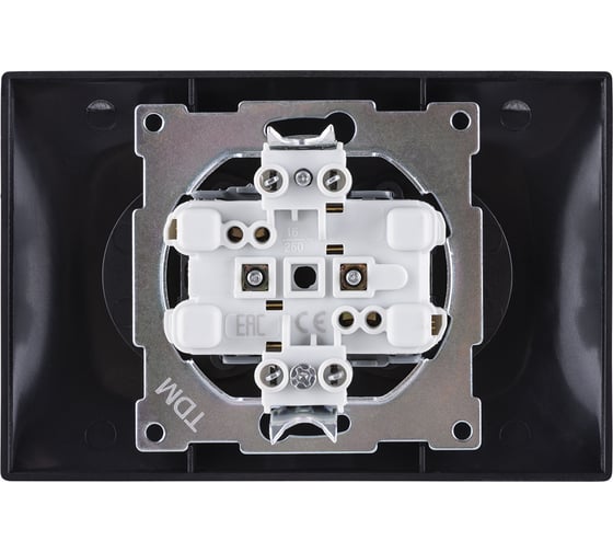 Двойная розетка TDM ELECTRIC Лама 2П 10А 250В с защитными шторками графит SQ1815-0612