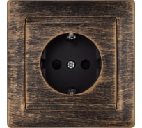 Розетка 2П+З 16А 250В с защитыми шторками TDM ELECTRIC старинная бронза, серия "Лама" SQ1815-0752