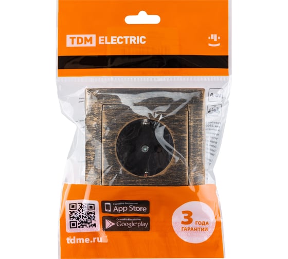 Розетка TDM ELECTRIC Лама 2П+З 16А 250В с защитными шторками, старинная бронза SQ1815-0752