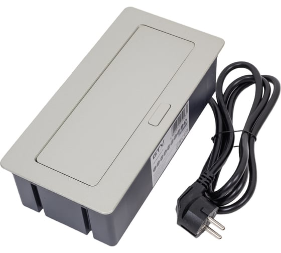 Удлинитель врезной прямоугольный GTV soft, 2xschuko, 2xusb/5v, вилка провод 1,5м, серебро AE-PBSUC2GS-53