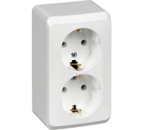 Розетка Systeme Electric 2-м ОП Этюд 16А с заземлением, белая SchE PA16-007B