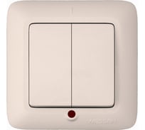 Двухклавишный выключатель Systeme Electric ВС5У-217 СП Прима 10А с индикацией, слоновая кость SchE VS5U-217-S ВС5У-217-с