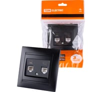 Розетка телефонная RJ11 + компьютерная RJ45 TDM ELECTRIC графит Лама SQ1815-0619