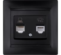Розетка телефонная RJ11 + компьютерная RJ45 графит "Лама" TDM ELECTRIC SQ1815-0619