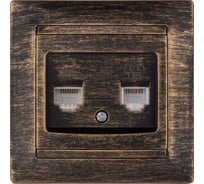 Розетка телефонная RJ11 + компьютерная RJ45 TDM ELECTRIC старинная бронза, серия "Лама" SQ1815-0760