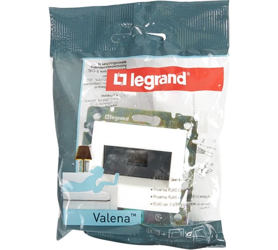 Розетка Legrand компьютерная RJ45 категория 5e UTP Legrand Valena с захватами белый 694286
