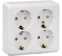Розетка Systeme Electric 4-м ОП Этюд 16А 250В защитные шторки, с заземлением, белая SchE PA16-208B 293415