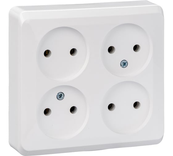 Розетка Systeme Electric 4-м ОП Этюд 16А IP20 без заземления, белая SchE PA16-205B 293411