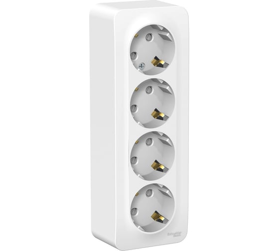 Розетка Systeme Electric 4-м ОП BLANCA 16А 250В защитные шторки, с заземлением BLNRA011411
