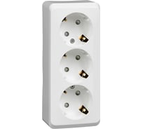 Розетка Systeme Electric 3-м ОП Этюд 16А 250В защитные шторки, с заземлением, белая SchE401803 PA16-012B