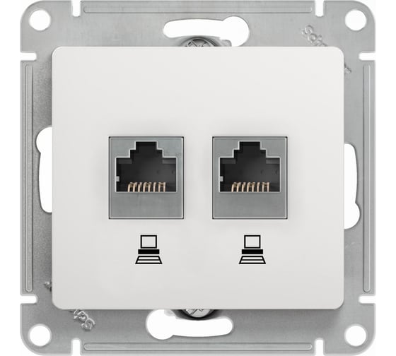 Механизм компьютерной розетки Systeme Electric 2-м Glossa RJ45+RJ45 кат.5е белый SchE GSL000185KK 463574