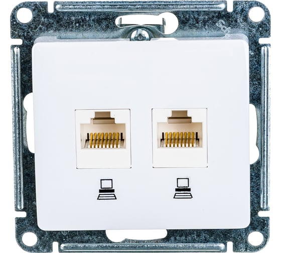 Механизм компьютерной розетки Systeme Electric 2-м Glossa RJ45+RJ45 кат.5е белый SchE GSL000185KK 463574