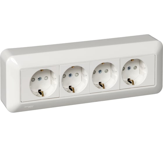 Розетка Systeme Electric 4-м ОП Прима 16А 250В с заземлением SchE RA16-411M-BI 285465