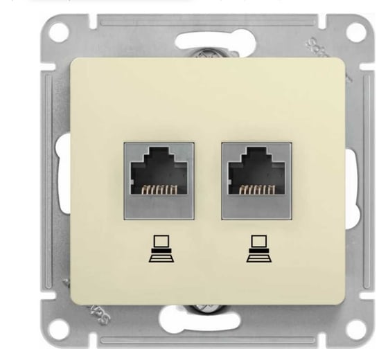 Механизм компьютерной розетки Systeme Electric 2-м Glossa RJ45+RJ45 кат.5е бежевый SchE463578 GSL000285KK