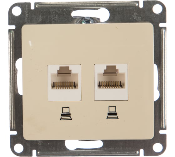 Механизм компьютерной розетки Systeme Electric 2-м Glossa RJ45+RJ45 кат.5е бежевый SchE463578 GSL000285KK