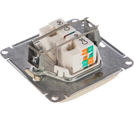 Механизм компьютерной розетки Systeme Electric 2-м Glossa RJ45+RJ45 кат.5е бежевый SchE463578 GSL000285KK