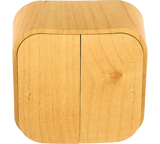 Выключатель Legrand двухклавишный Legrand Quteo IP20 10А 250В винтовые зажимы накладной монтаж дерево 782262