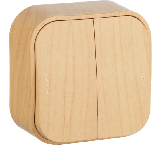 Выключатель Legrand двухклавишный Legrand Quteo IP20 10А 250В винтовые зажимы накладной монтаж дерево 782262