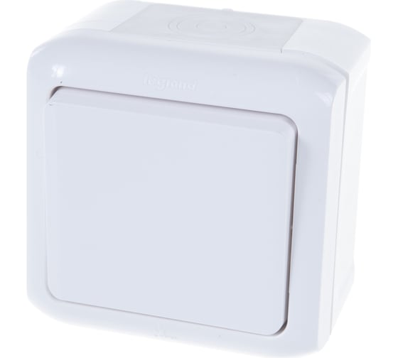 Выключатель Legrand одноклавишный Legrand Quteo IP44 10А 250В винтовые зажимы накладной монтаж белый 782300