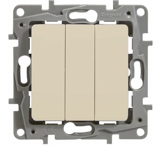 Выключатель Legrand трёхклавишный Legrand Etika 10А 250В винтовые зажимы слоновая кость 672313