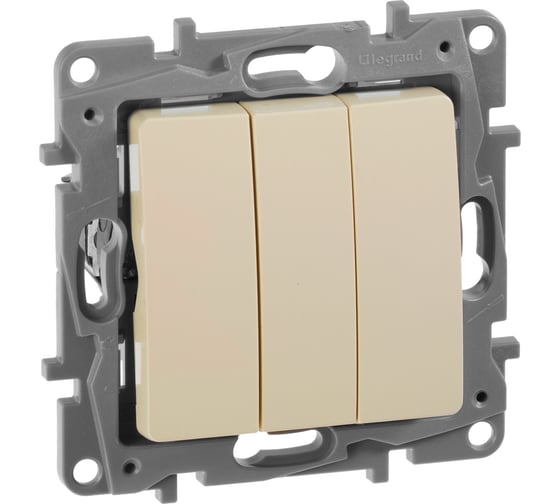 Выключатель Legrand трёхклавишный Legrand Etika 10А 250В винтовые зажимы слоновая кость 672313
