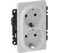 Силовая розетка Legrand Valena LIFE  двойная 2х2К+З 16А 250В с лицевой панелью.Безвинтовые зажимы.Белая 753127