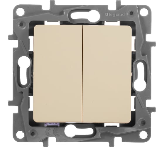 Переключатель Legrand двухклавишный Legrand Etika 10A 250В безвинтовые зажимы слоновая кость 672312