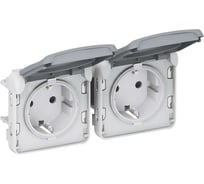 Розетка Legrand 2х2К+З горизонтальная немецкий стандарт Программа Plexo серый 16 A 250 В 069576