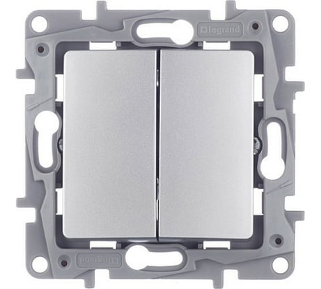 Переключатель Legrand двухклавишный Legrand Etika 10A 250В безвинтовые зажимы алюминий 672412