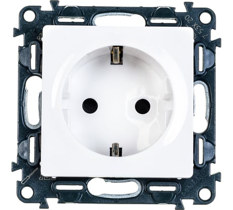 Силовая розетка Legrand Valena LIFE 2К+З 16А 250В с защитными шторками.Безвинтовые зажимы.С лицевой панелью.Белая 753420