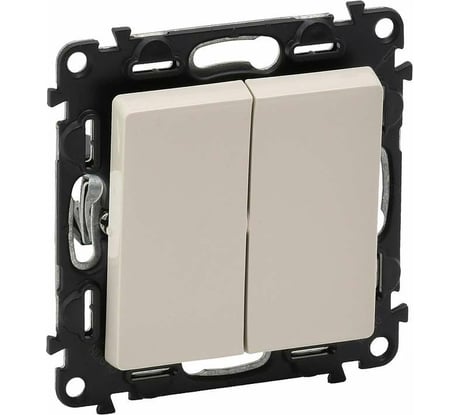 Выключатель Legrand Valena LIFE двухклавишный 10А 250В с лицевой панелью.Безвинтовые зажимы.Слоновая кость 752505