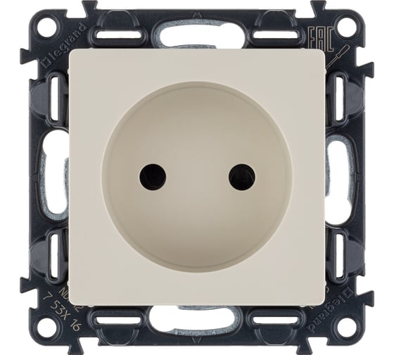 Силовая розетка Legrand Valena LIFE 2К 16А 250В c лицевой панелью. Слоновая кость. C защитными шторками. Безвинтовые зажимы 753516