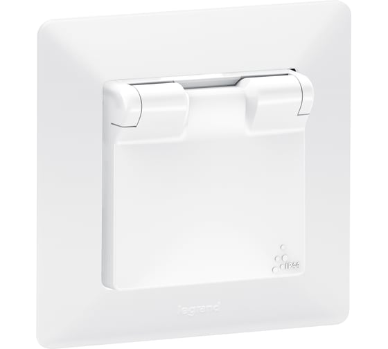 Розетка силовая Legrand Valena LIFE IP44.2К+З, с защитными шторками и откидной крышкой.Белая 753119