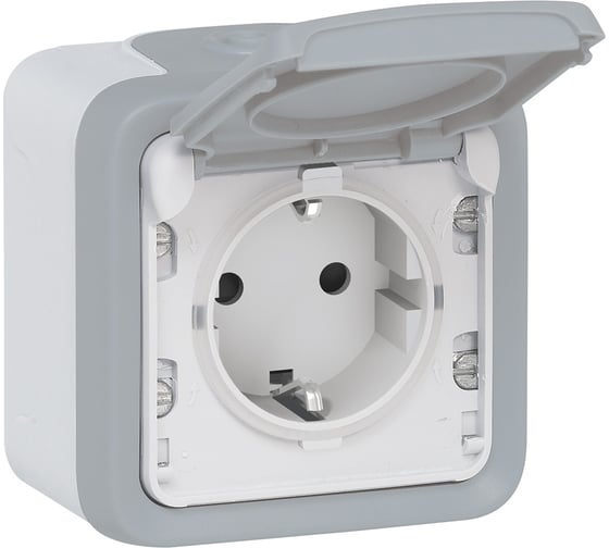 Розетка Legrand 2К+3 немецкий стандарт с винтовыми зажимами Программа Plexo серый 16 A 250 В 069733