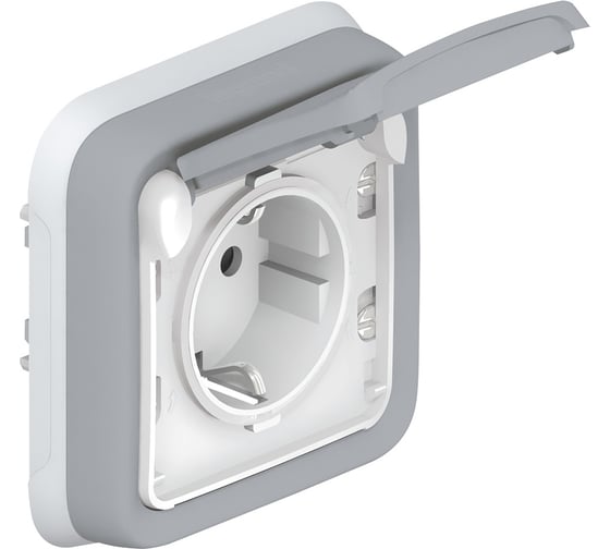 Розетка Legrand 2К+3 немецкий стандарт с винтовыми зажимами Программа Plexo серый 16 A 250 В 069733
