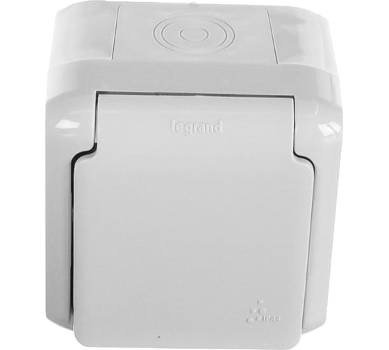 Розетка Legrand с заземлением Legrand Quteo IP44 со шторками с защитной крышкой 16А 250В винтовые зажимы накладной монтаж серый 782351