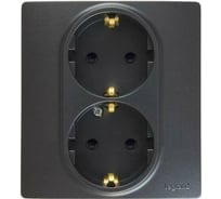 Розетка Legrand двойная с заземлением Legrand Etika со шторками в сборе 16А 250В безвинтовые зажимы антрацит 672633