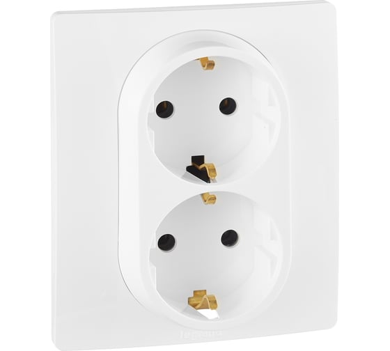 Розетка Legrand двойная с заземлением Legrand Etika без шторок в сборе 16А 250В винтовые зажимы белый 672223 1