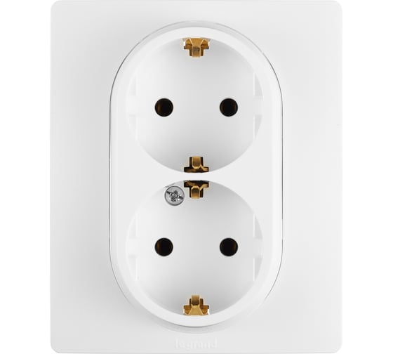 Розетка Legrand двойная с заземлением Legrand Etika без шторок в сборе 16А 250В винтовые зажимы белый 672223