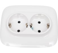 Силовая розетка Legrand Valena ALLURE двойная 2х2К+З 16А 250В с лицевой панелью.С защитными шторками.Безвинтовые зажимы.Белая 753726