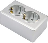 Розетка Metronex Electric Mega Silver двойная с заземлением FRZ00010222SRM