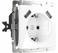 Розетка WERKEL W1171501 с заземлением, шторками и USBх2, белая a051141