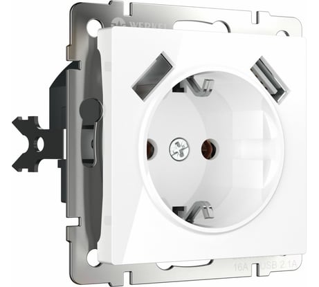 Розетка WERKEL W1171501 с заземлением, шторками и USBх2, белая a051141