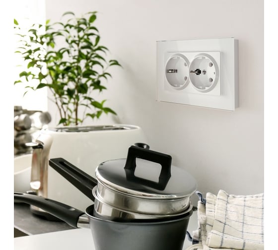 Двойная розетка с заземлением WERKEL W1172001 белая a051129